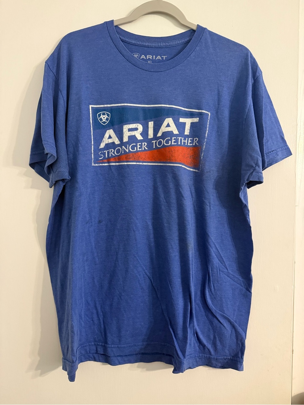Ariat Blue Short-Sleeve Graphic Tee with White & Red Logo